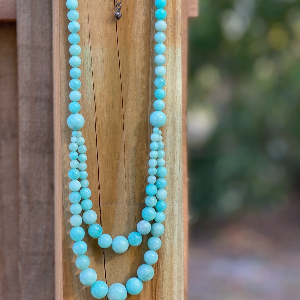 Jay King Mine Finds Peruvian Amazonite Multi Strand Necklace 21" - Picture 2 of 9